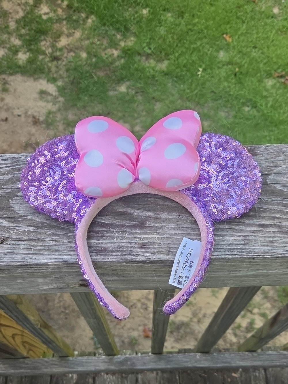 Disney Pink Sequin Mouse Ear Headband with Polka Dot Bow